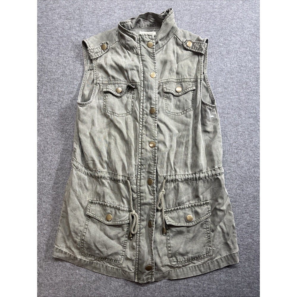 Altar'd State Vest Womens Small Olive Green Utility Gorpcore Zip Snap Pockets